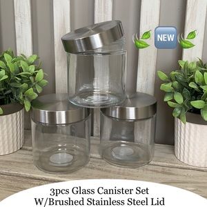Stainless Steel Design 3pcs Canister Set - Contemporary Design 🍃🆕🍃